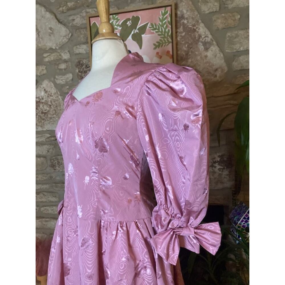 ๐ธ Vintage Handmade Pink Puffy Sleeve Party Dress ๐ M-L - Picture 1 of 10